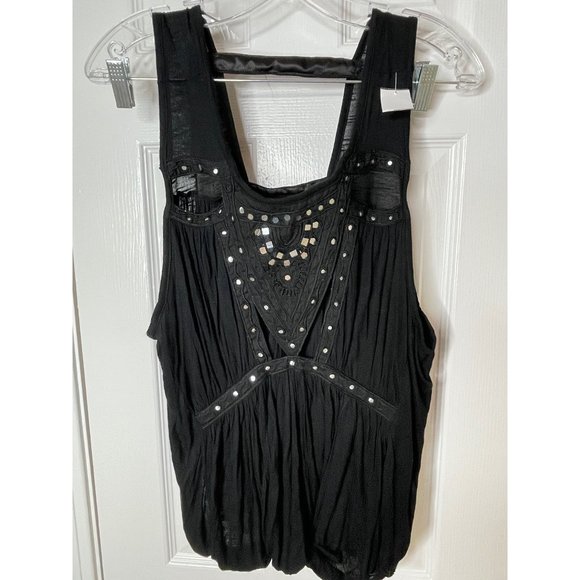 Free People Embellished Mirror Jeweled Jewel Ornate Exotic Blouse Top NWT - Picture 3 of 16